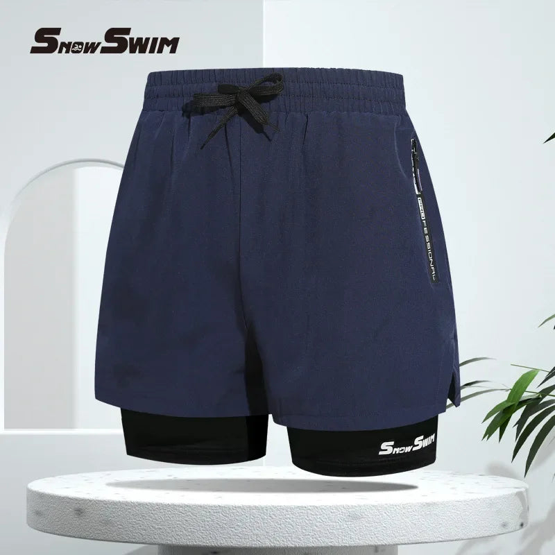 Men's Quick-Dry Double-Layer Swim Trunks