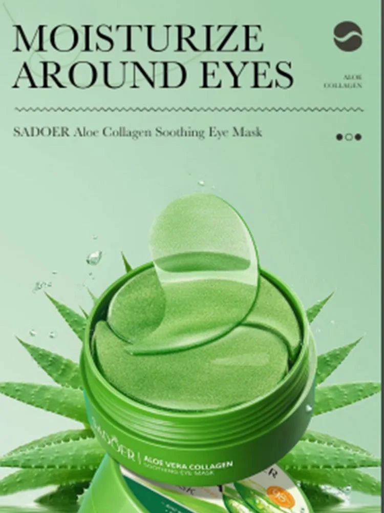 60pcs Aloe Vera Collagen Eye Masks – Anti-Dark Circles & Hydrating