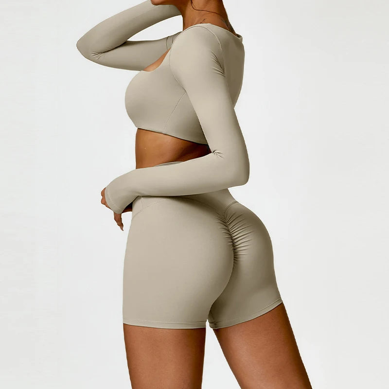 Women's 2PCS Quick-Dry Yoga Set – Long Sleeve Sports Shirt & Leggings