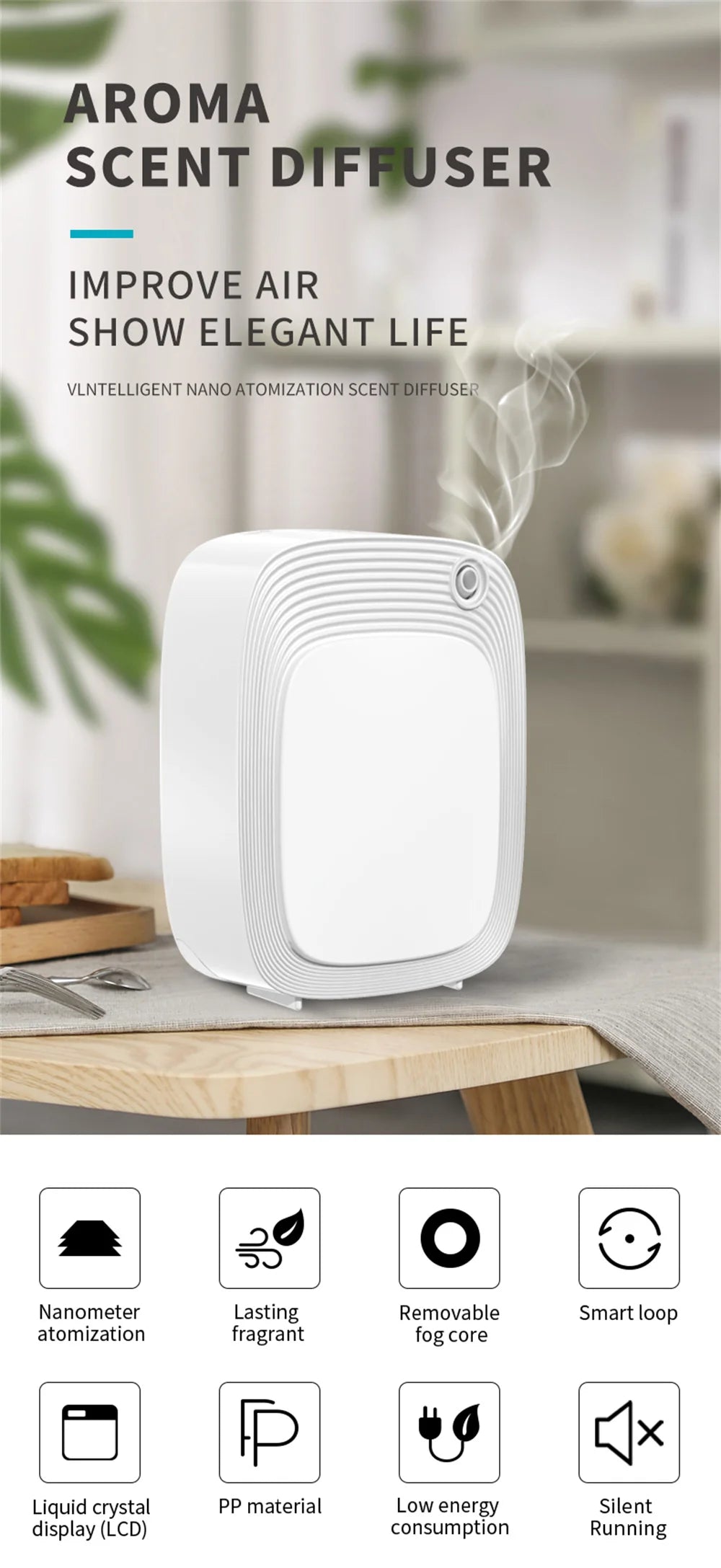 Automatic Essential Oil Diffuser with Timer & 160ml Capacity