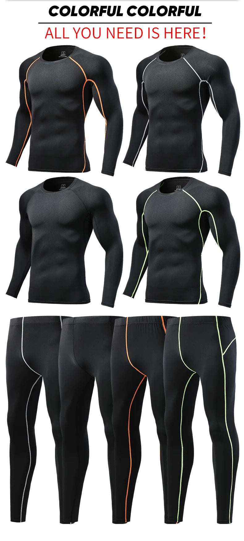 Men's Compression Workout Set – Long Sleeve & Tights