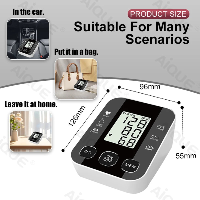 JUSTLANG Medical Arm Blood Pressure Monitor Digital Tensiometer Tonometer Baumanometer 22-32 CM Cuff Health Care for Adult