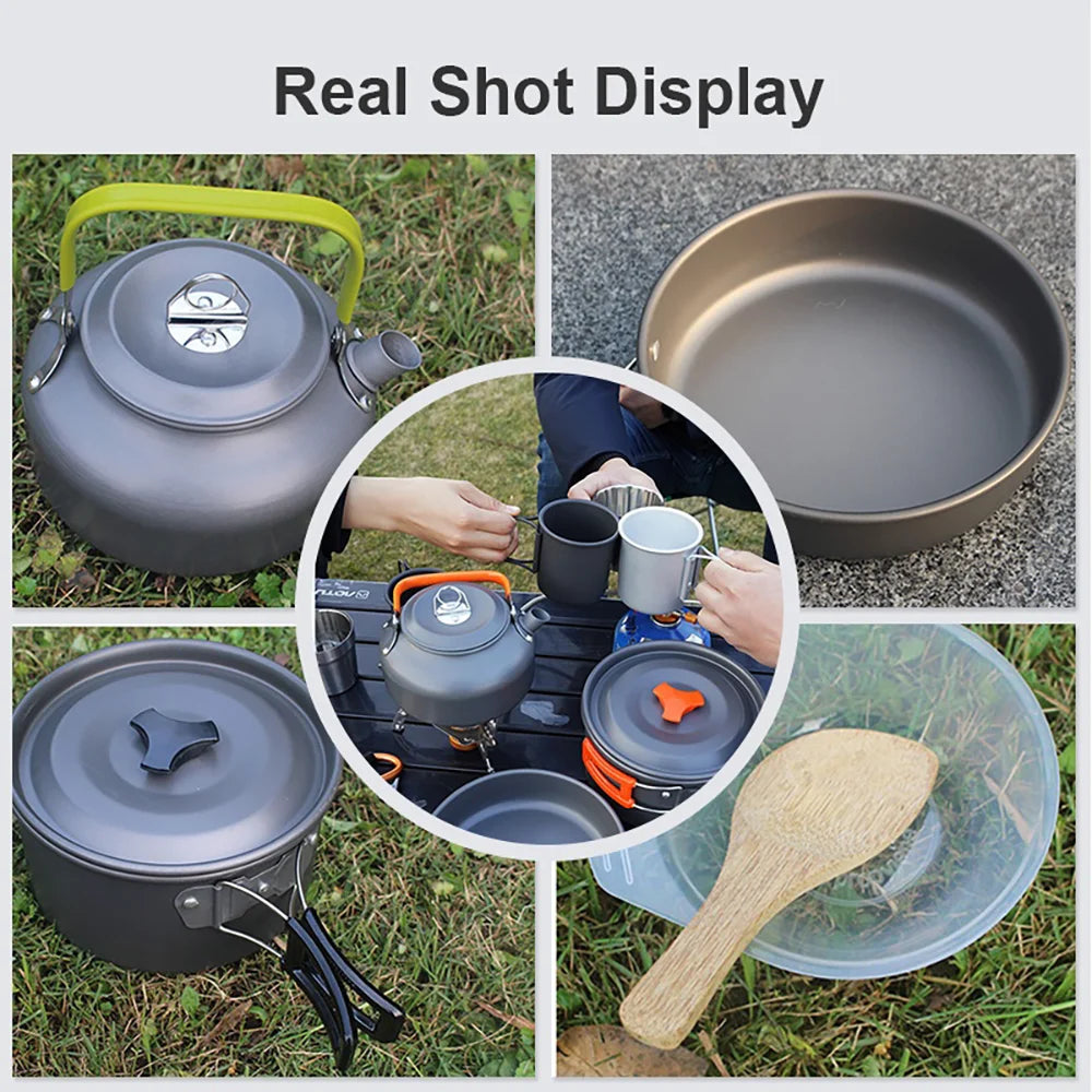 : Camping Cookware & Tableware Set – Non-Stick Outdoor Cooking Kit (2-3 People)