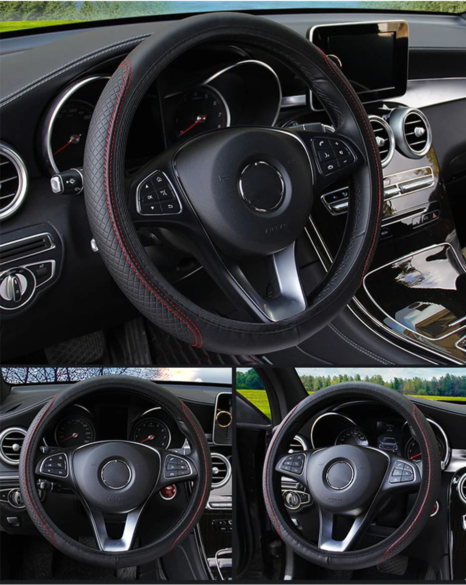 Universal Microfiber Leather Steering Wheel Cover (37-39cm)
