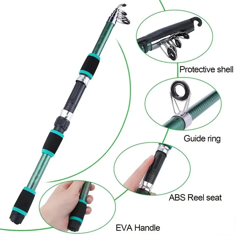 Telescopic Fishing Rod & Reel Combo Kit – Full Travel Set with Baits & Hooks