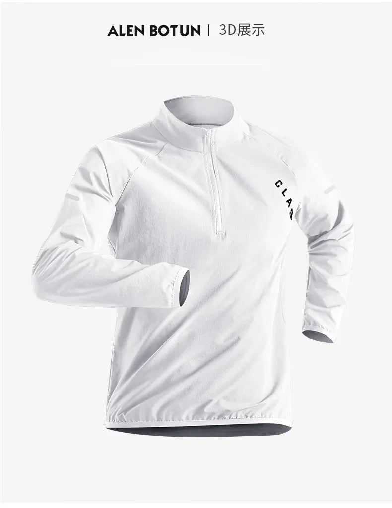 Quick-Dry Men's Autumn Sports T-Shirt – Half Zip, Breathable