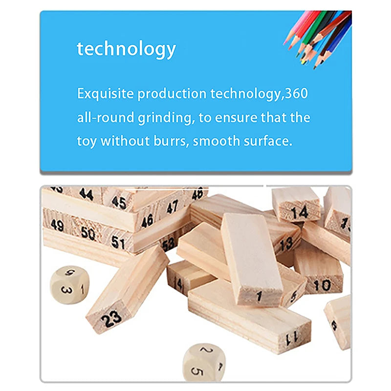 Solid Wood Stacking Tower Game – Interactive Family Puzzle Toy