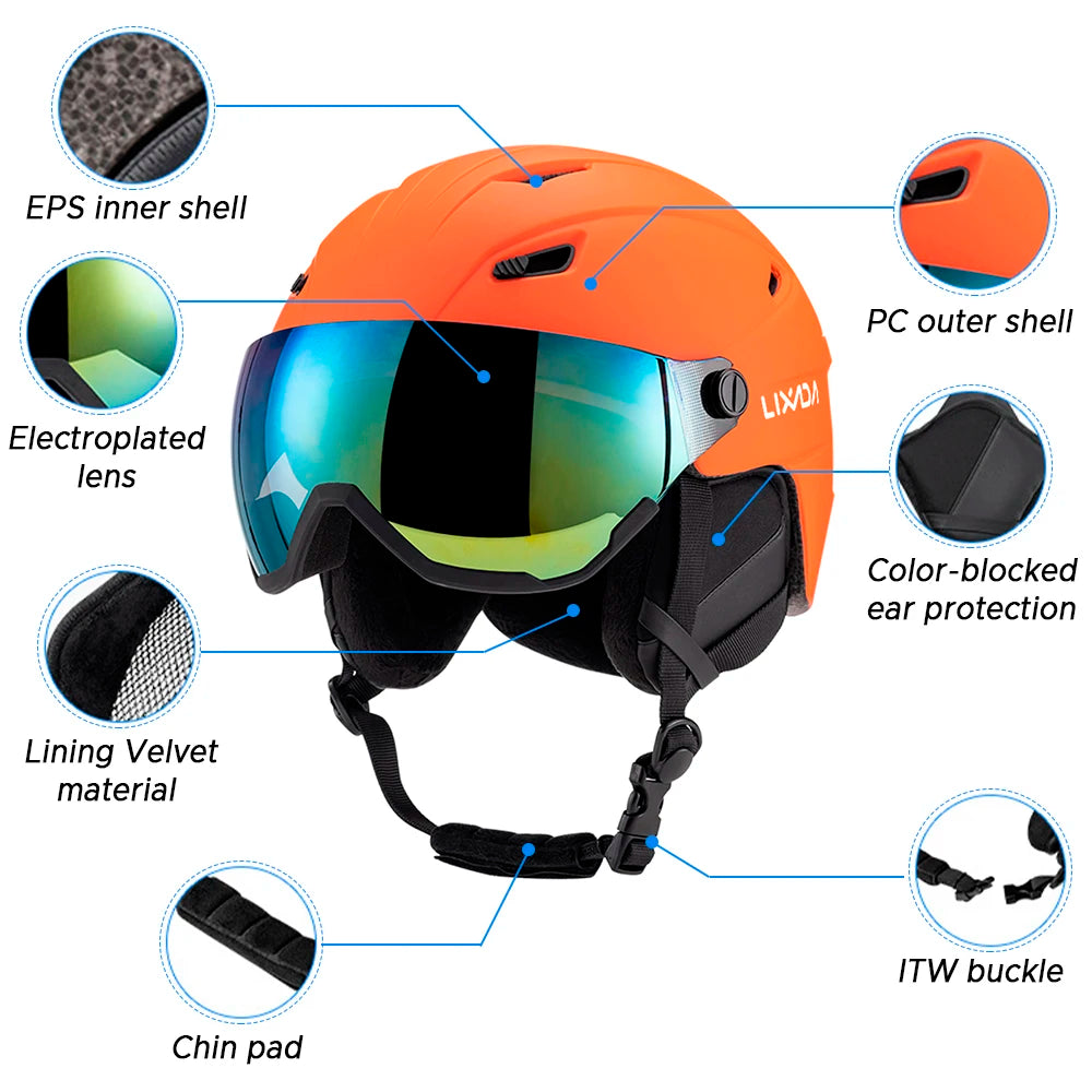 LIXADA Integrated Ski Helmet with Removable Visor Goggles – Men and Women’s Snowboard Helmet