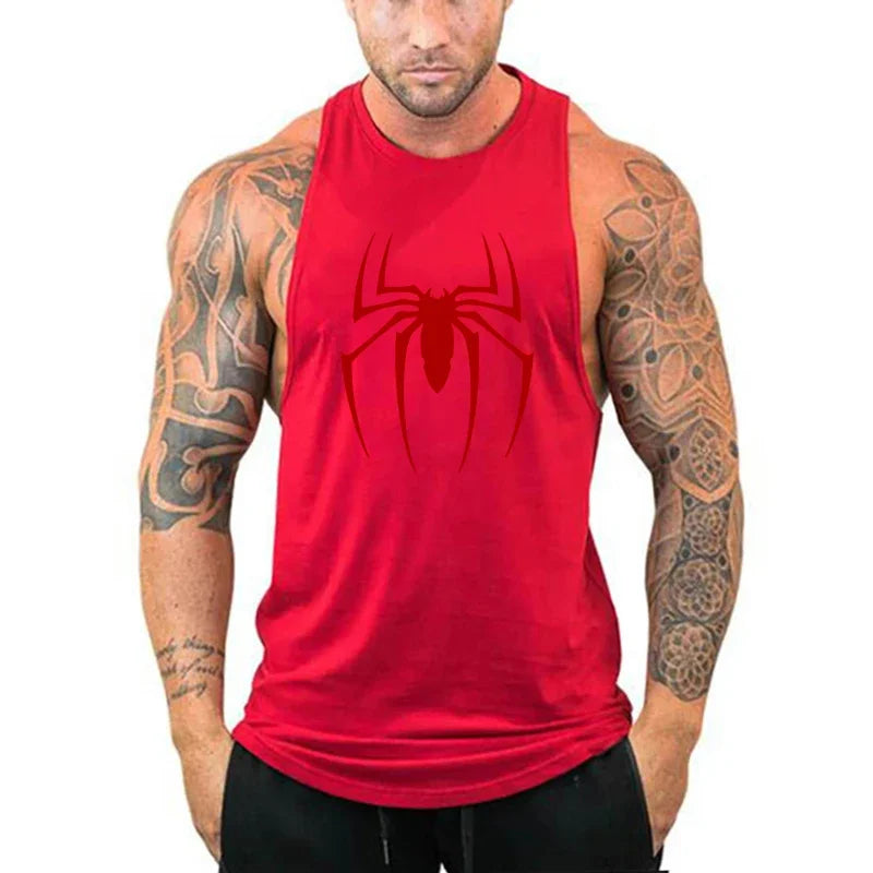 Men's Red Spider Printed Gym Tank Top