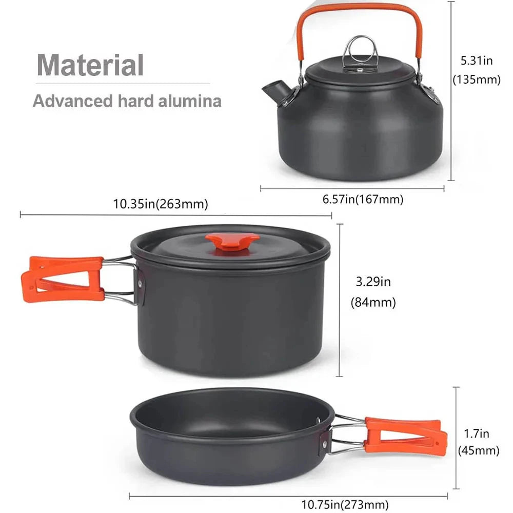 : Camping Cookware & Tableware Set – Non-Stick Outdoor Cooking Kit (2-3 People)