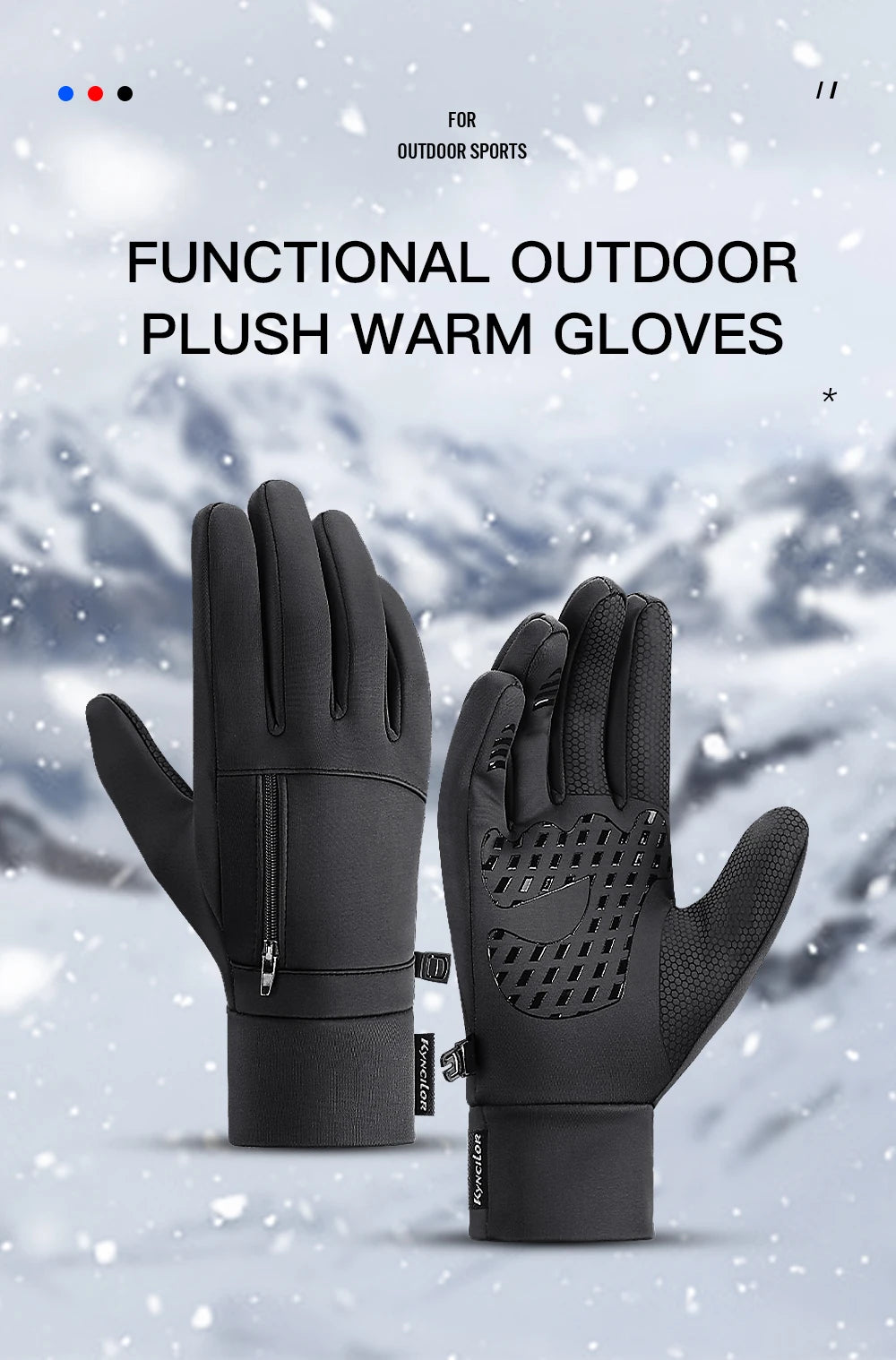 Winter Gloves Man Sports Bike Snow Bicycle Gloves Touchscreen Windstop Silicone Cycling Gloves Black Waterproof Bike Gloves