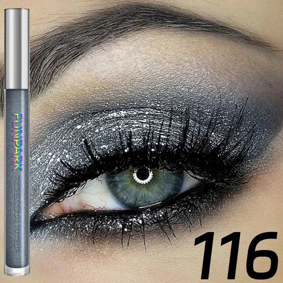 Colorful Liquid Eyeshadow & Glitter Eyeliner – Long-Lasting Shimmer