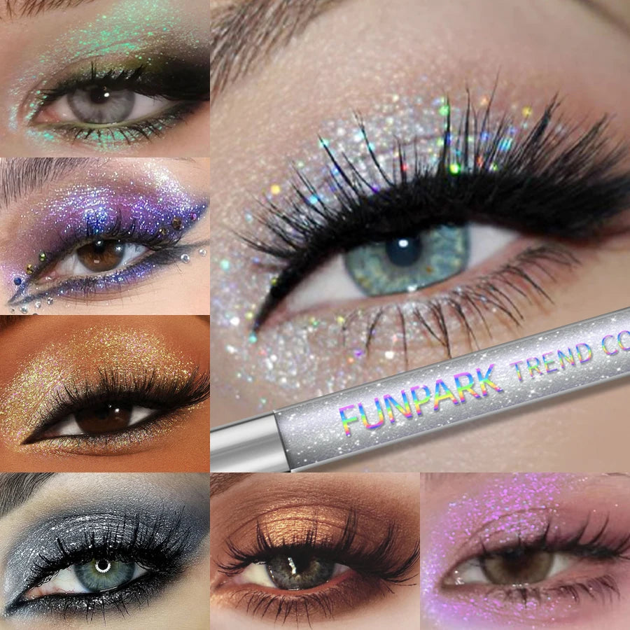 Colorful Liquid Eyeshadow & Glitter Eyeliner – Long-Lasting Shimmer