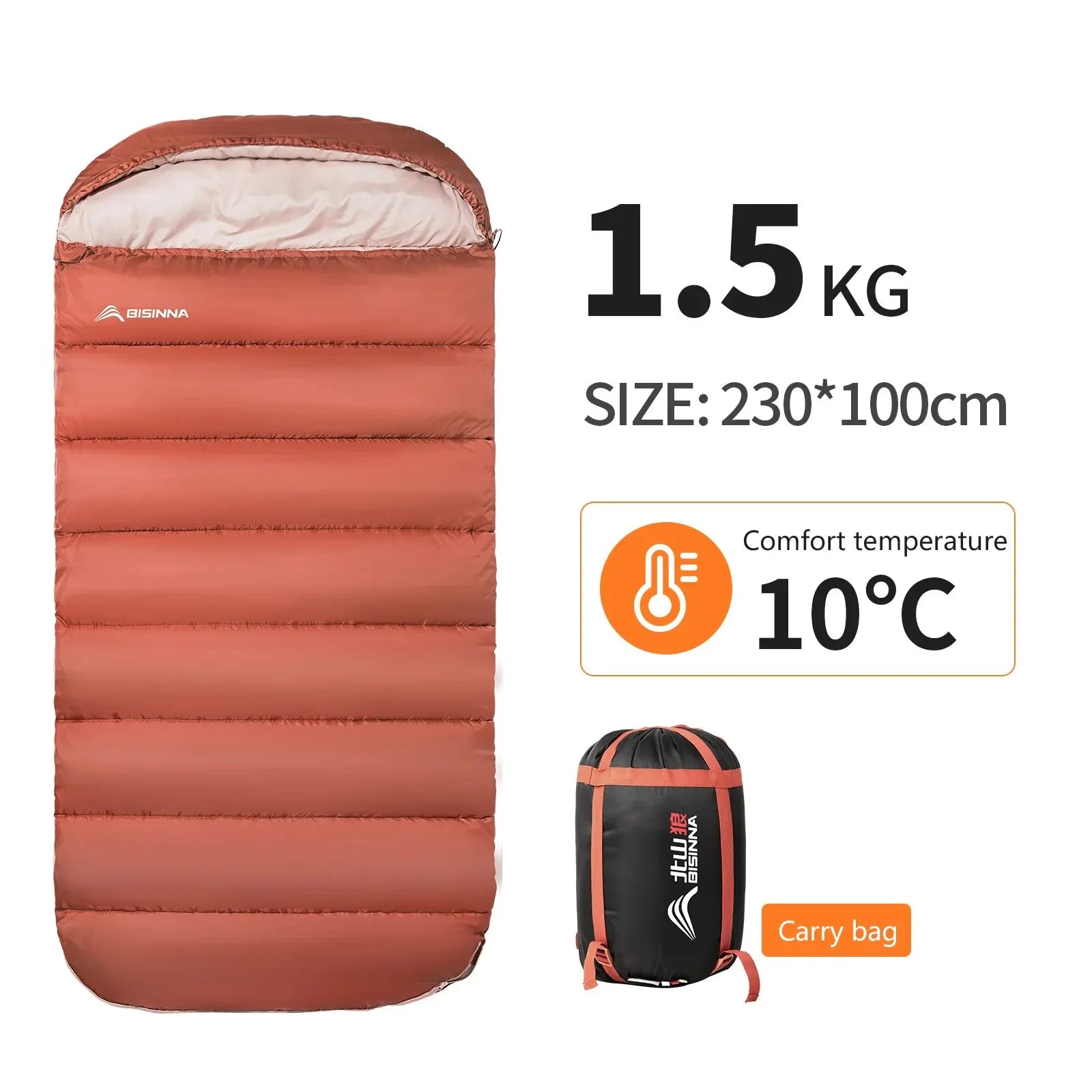 BISINNA Large Camping Sleeping Bag – Lightweight 3-Season Long Size