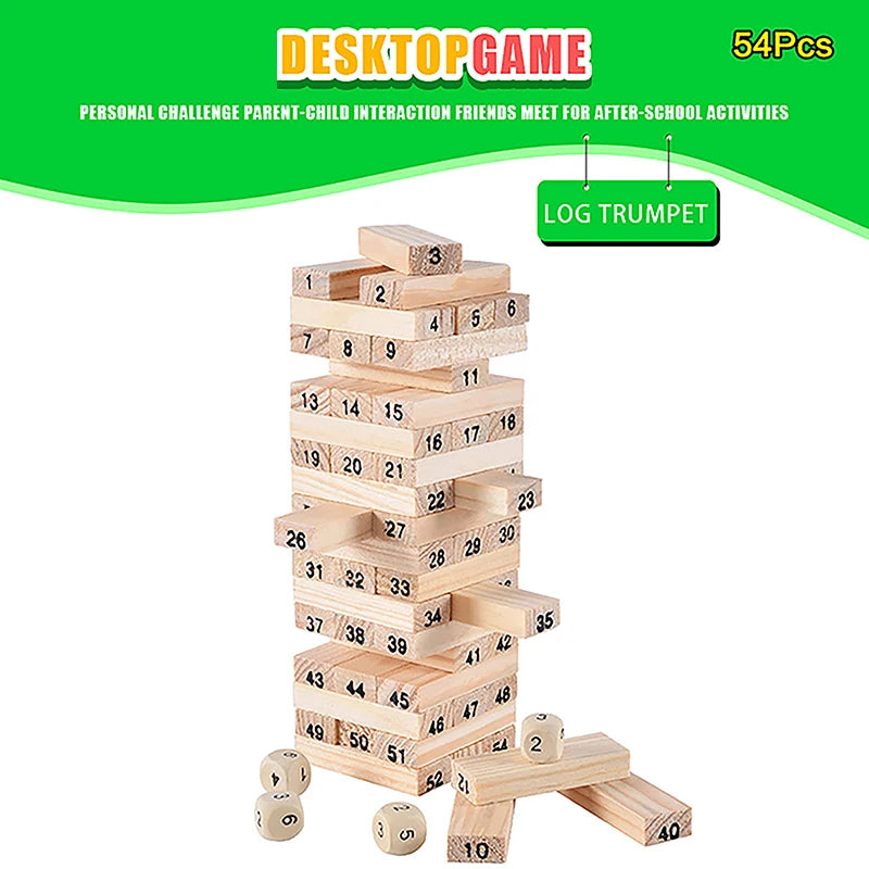 Solid Wood Stacking Tower Game – Interactive Family Puzzle Toy
