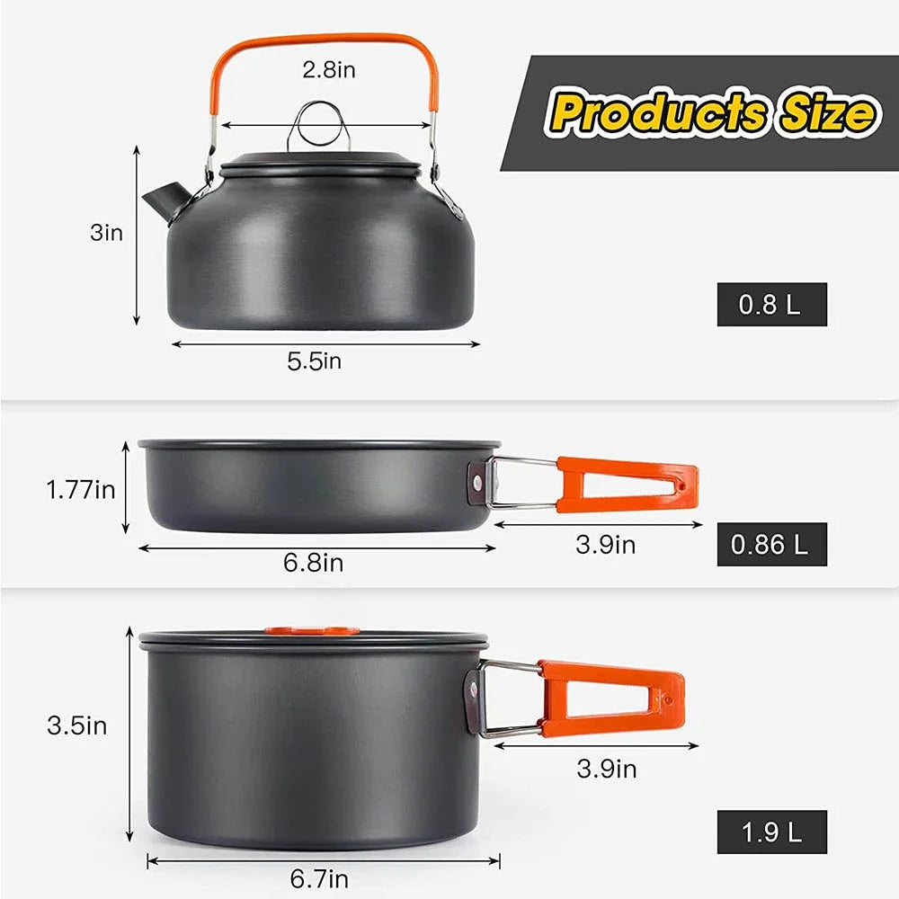 : Camping Cookware & Tableware Set – Non-Stick Outdoor Cooking Kit (2-3 People)