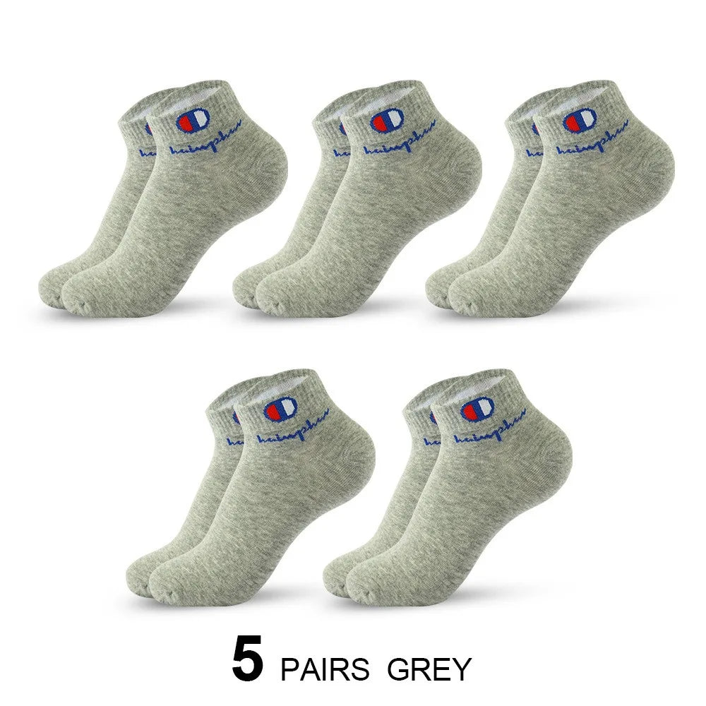 5 Pairs Men's Breathable Cotton Ankle Socks