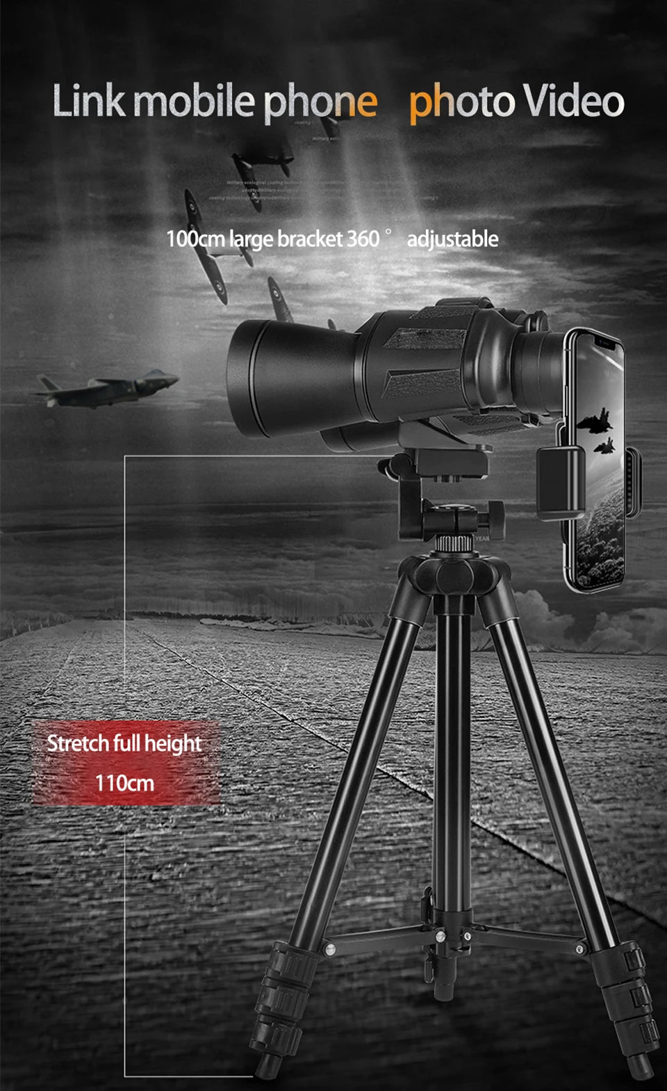 50000M German Military 20x50 Zoom Binoculars – HD BAK4 Prism Long Range Telescope for Outdoors