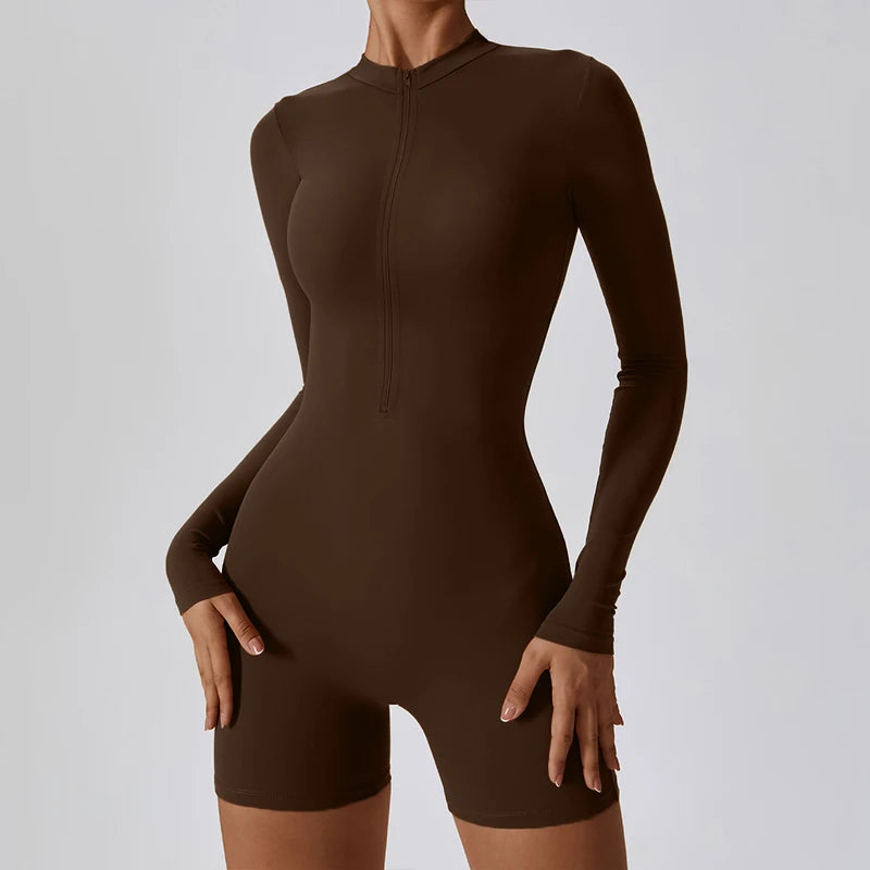 Women's Summer Zipper Workout Jumpsuit – Short Sports Tracksuit