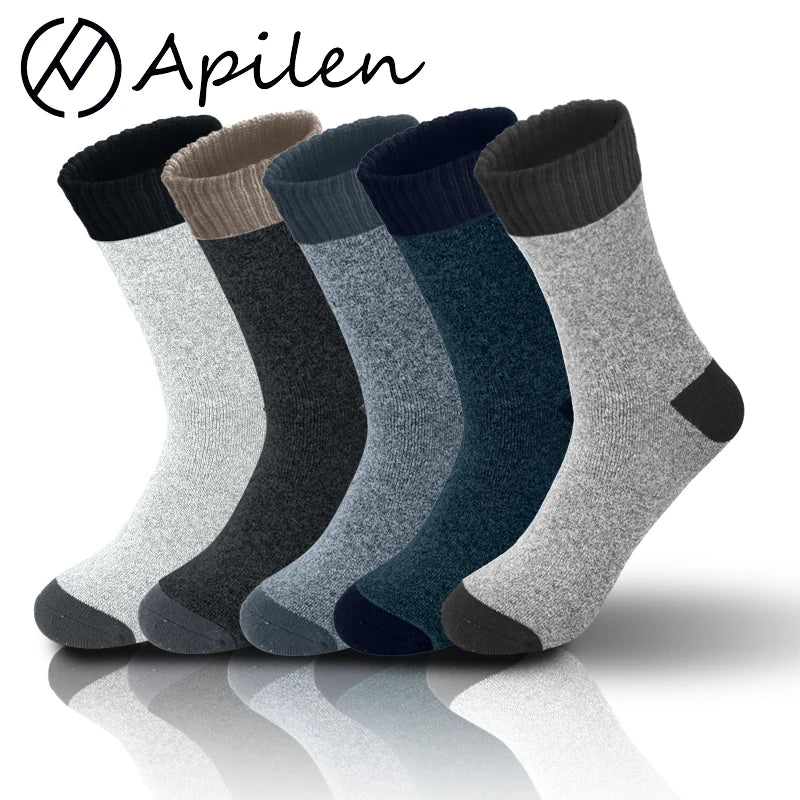 APILEN 5 Pairs Men's Winter Thermal Business Socks