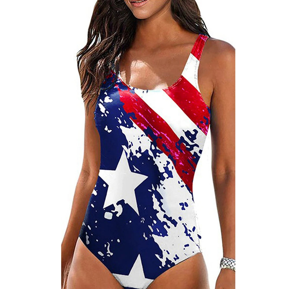 Mujer Mayo Push-Up One-Piece Swimwear – Crisscross Back & Gradient Print