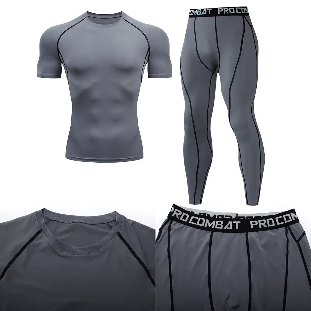 2PCS Men's Compression Sportswear Set – Gym & Fitness Tracksuit