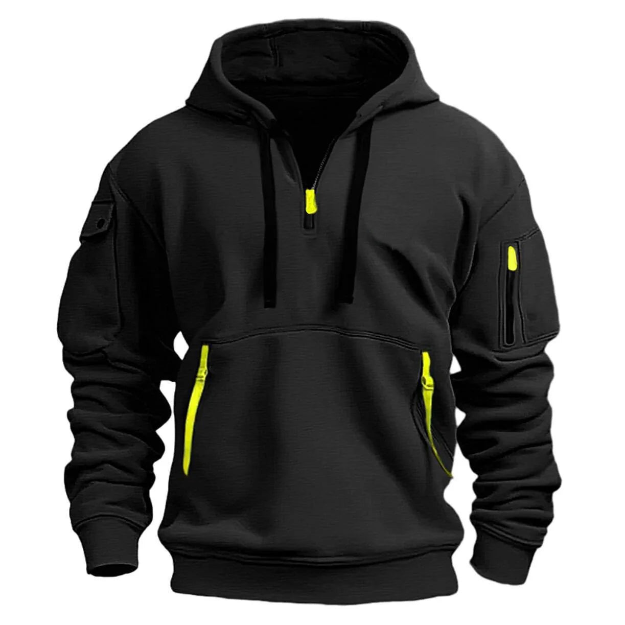 2024 New Multi-Pocket Zipper Fleece Hooded Casual Shirt: