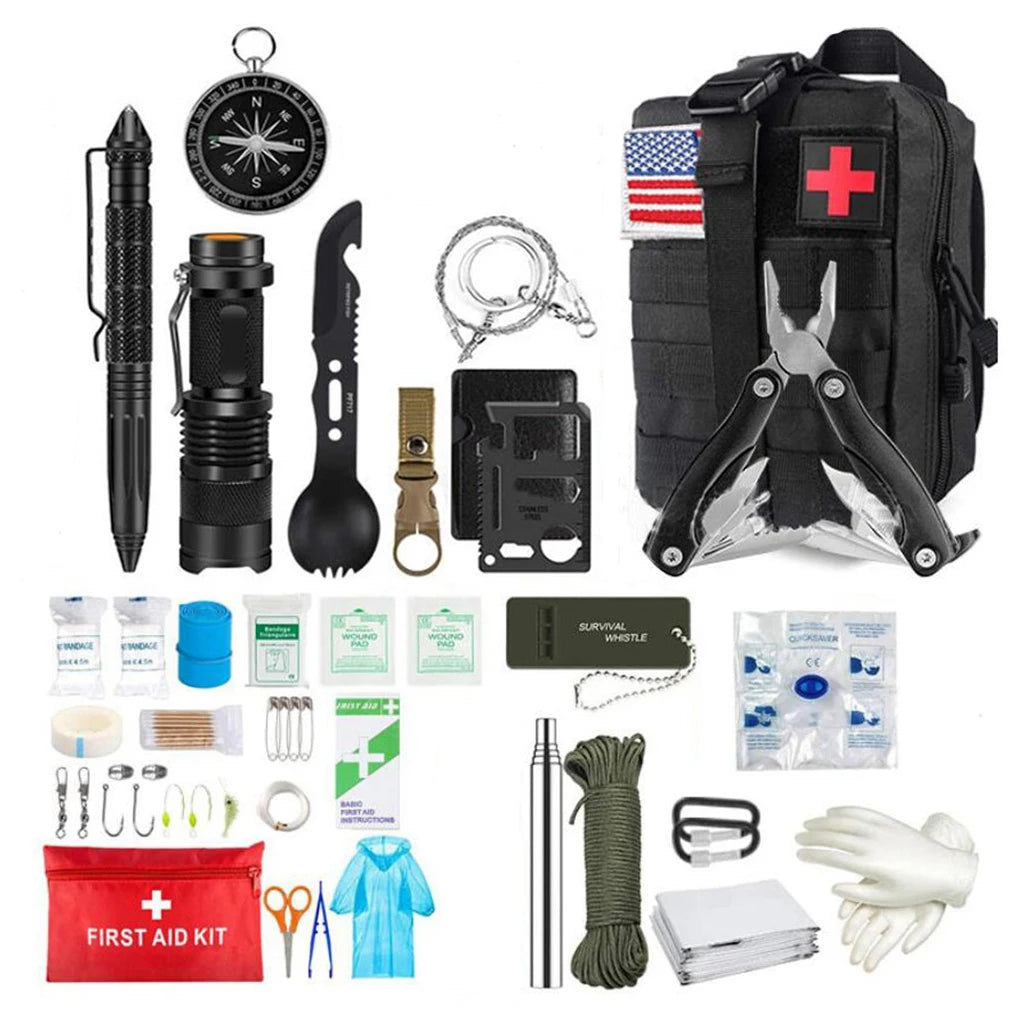 Survival First Aid Kit – Tactical Emergency Trauma Bag for Camping & Hiking