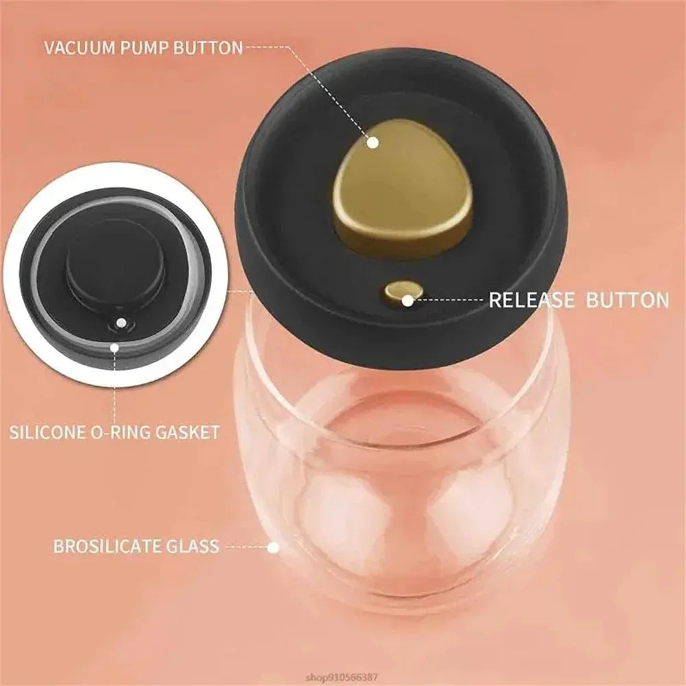 Coffee Beans Vacuum Sealed Glass Storage Jar