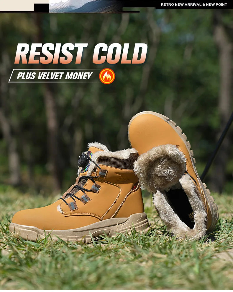 Fashion 2024 Winter Velvet Men Work Safety Shoes: