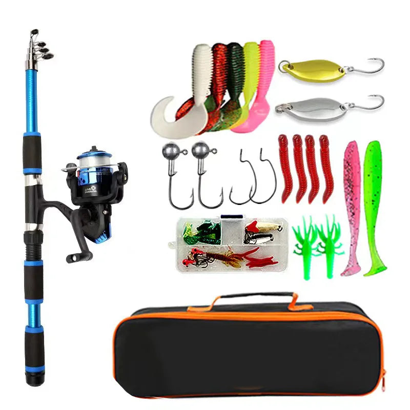 Telescopic Fishing Rod & Reel Combo Kit – Full Travel Set with Baits & Hooks