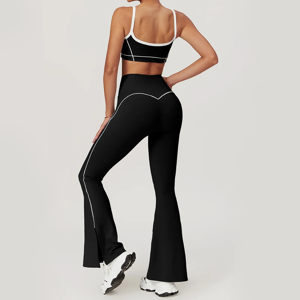 Women's Yoga Set – Sport Bra & High-Waist Flare Leggings/Shorts