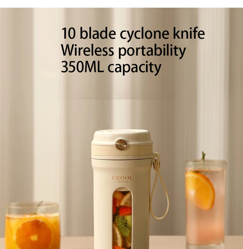 10-Blade Portable Electric Blender – 350ML USB Rechargeable