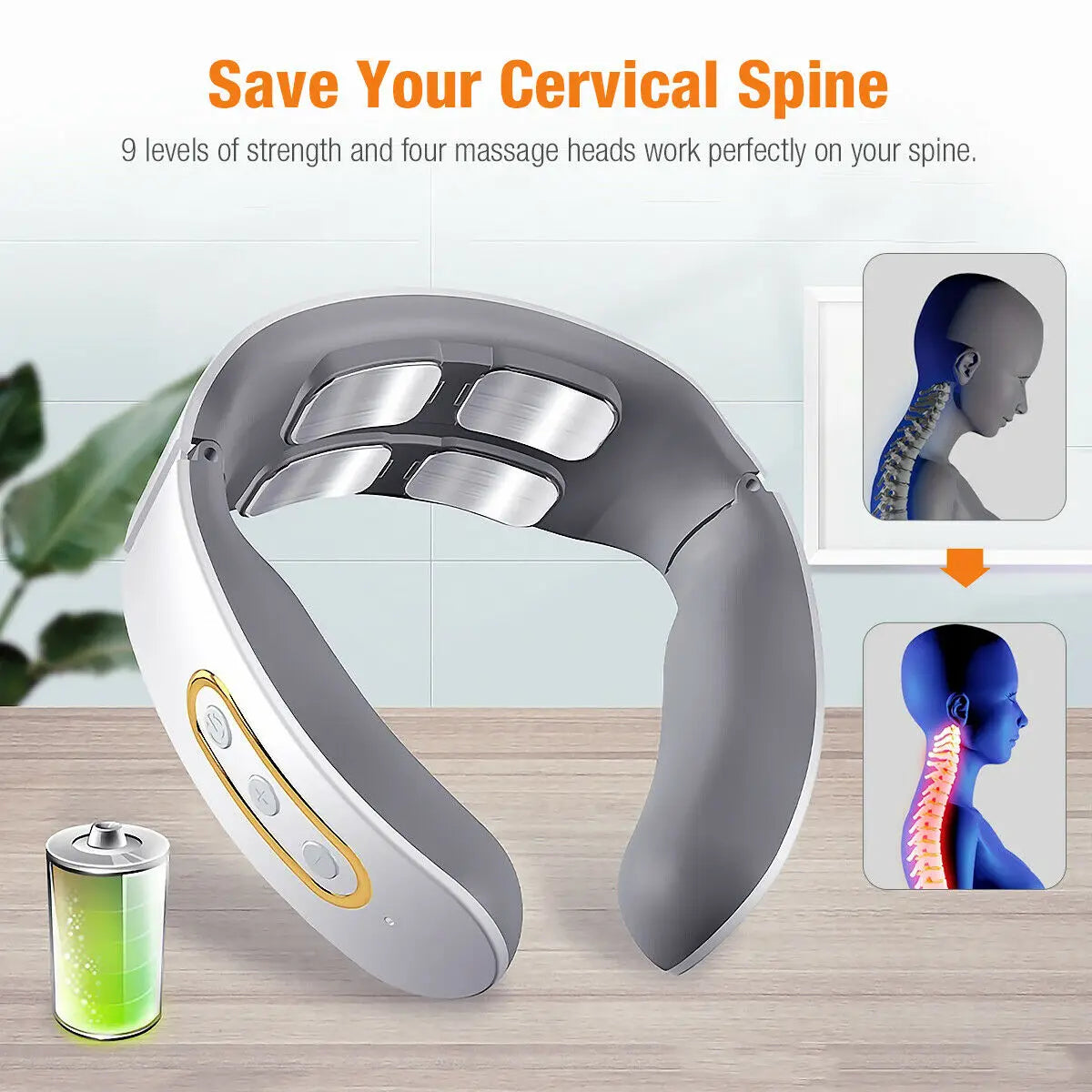 Electric Neck & Shoulder Pulse Massager with Heat – Pain Relief Therapy