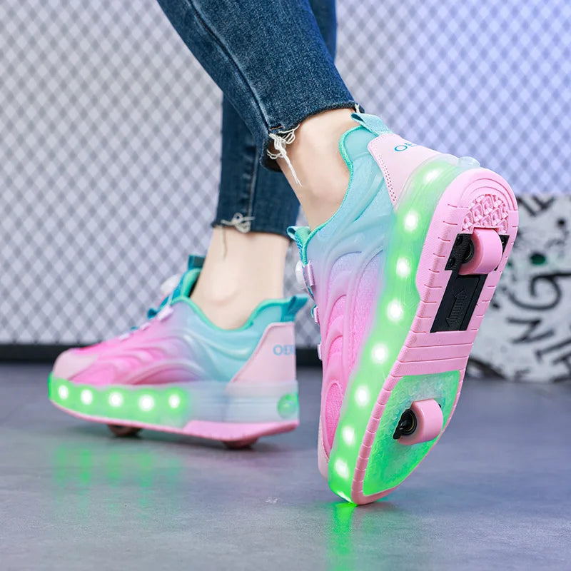 LED Light Roller Skate Shoes for Kids – Glowing Sneakers