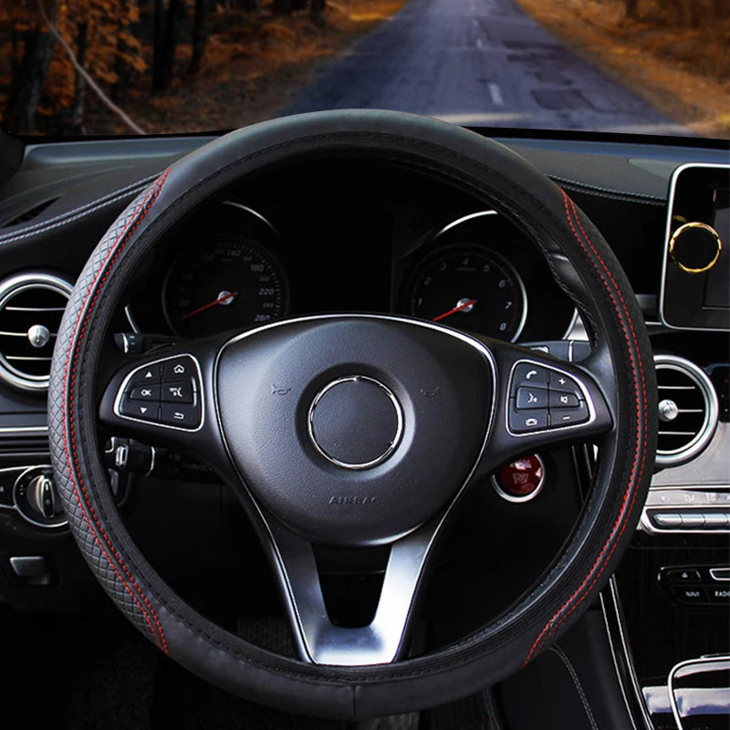 Universal Microfiber Leather Steering Wheel Cover (37-39cm)