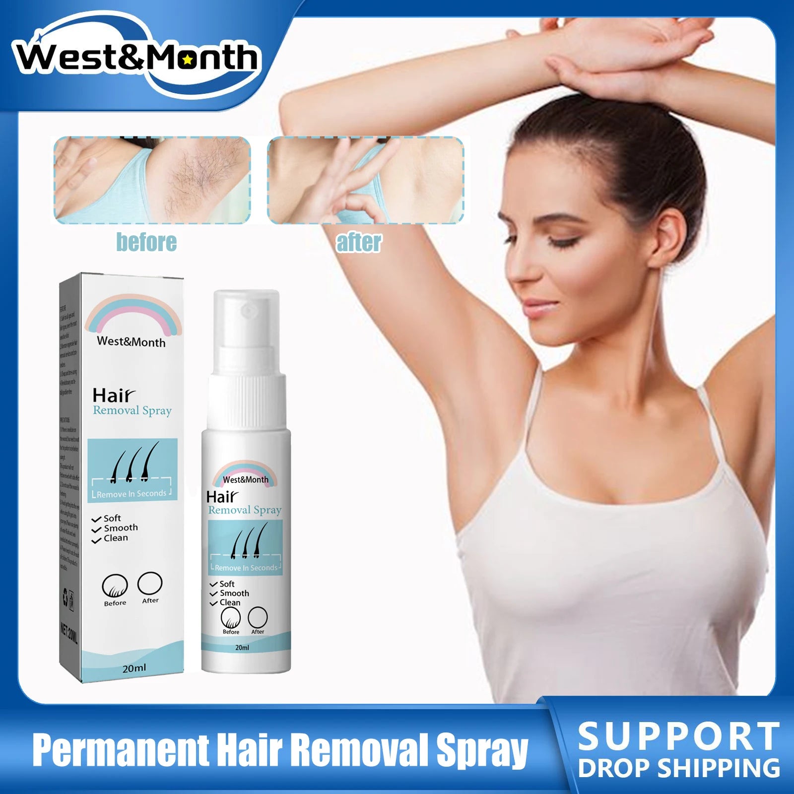 Permanent Hair Removal Spray – Natural, Painless Depilatory Cream for Body, Armpits, and Private Areas