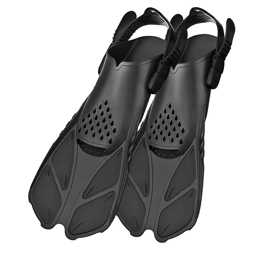 Adjustable Open-Heel Short Snorkel Fins for Adults