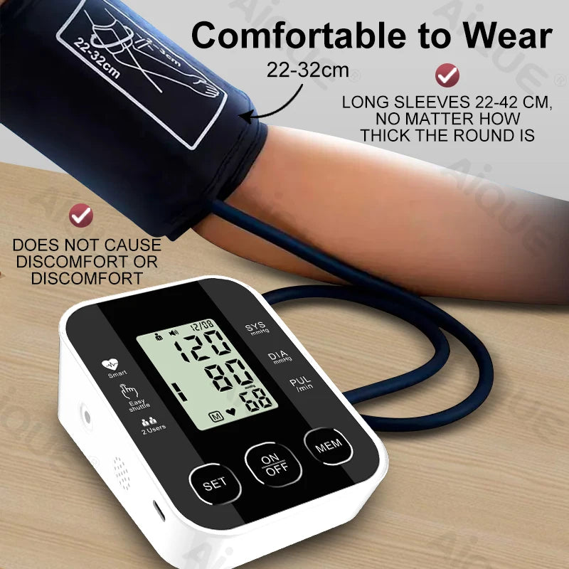 JUSTLANG Medical Arm Blood Pressure Monitor Digital Tensiometer Tonometer Baumanometer 22-32 CM Cuff Health Care for Adult