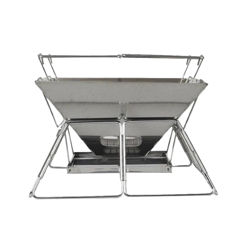 Folding Grill Fire Pit – Portable Stainless Steel BBQ & Camping Stove