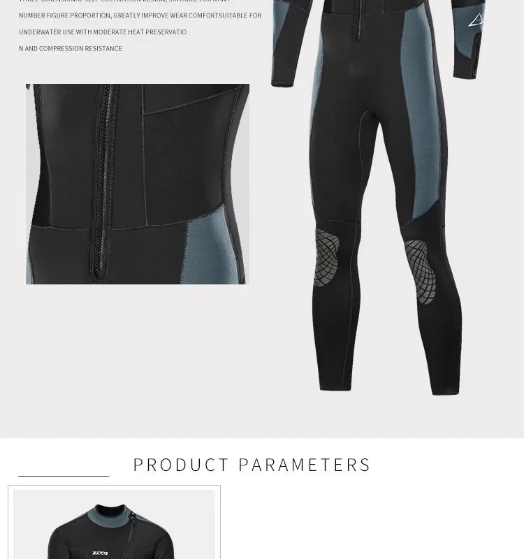 5mm Neoprene Long-Sleeve Diving Wetsuit for Men & Women