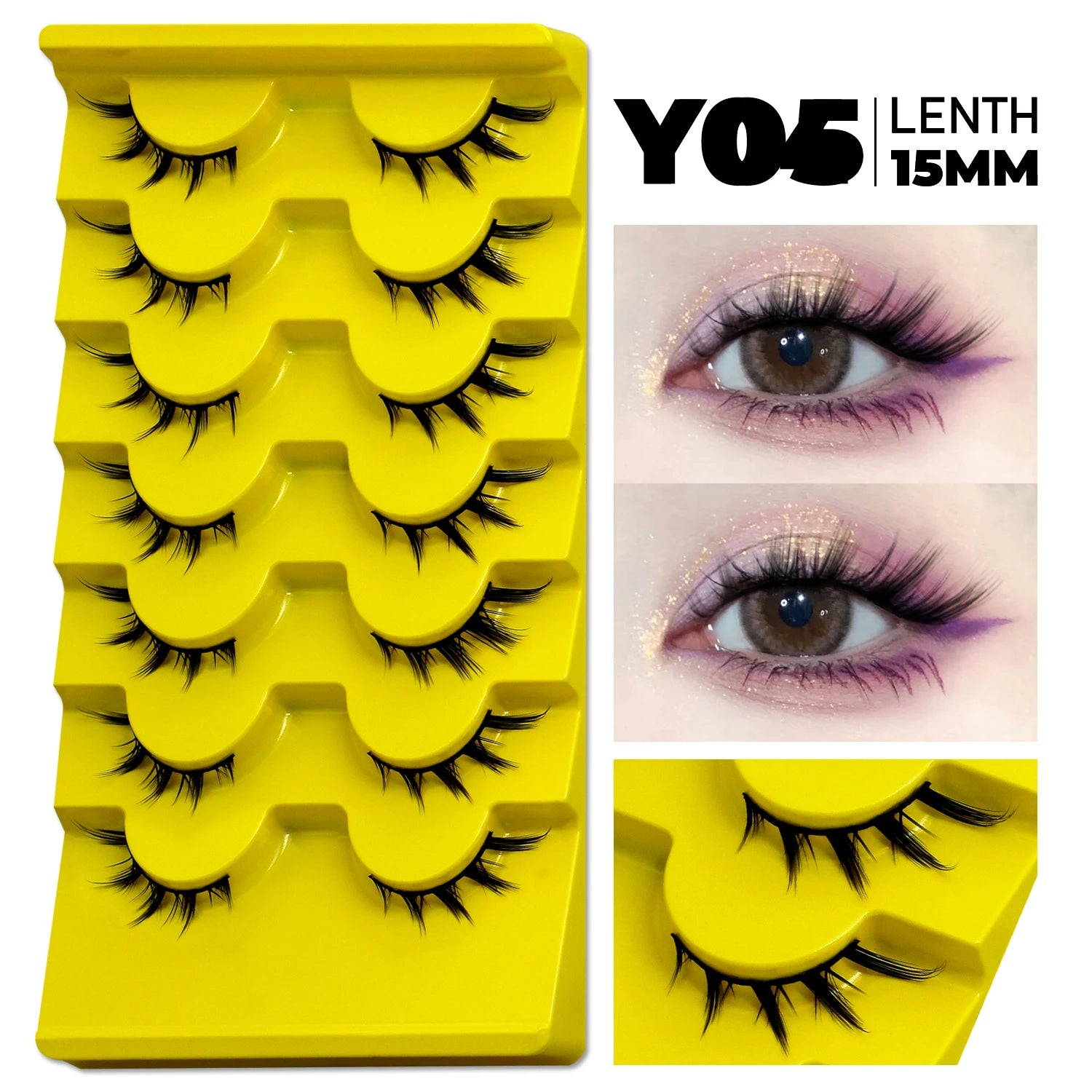 GROINNEYA Cat Eye 3D Faux Mink Lashes – Natural & Volumized