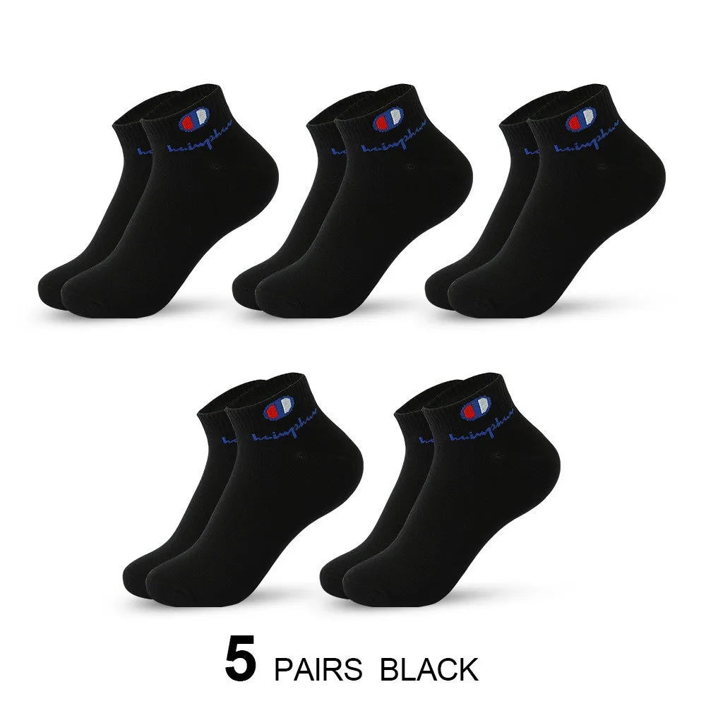 5 Pairs Men's Breathable Cotton Ankle Socks