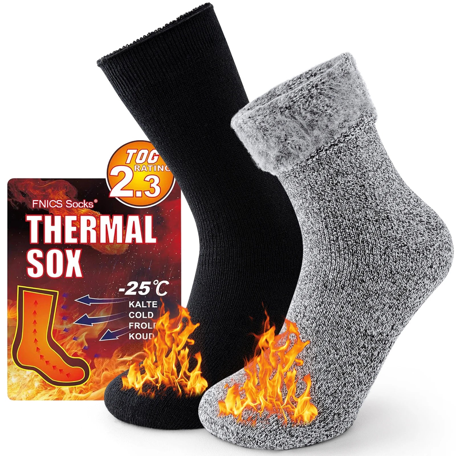 2 Pairs Pack Winter Thermal Socks: