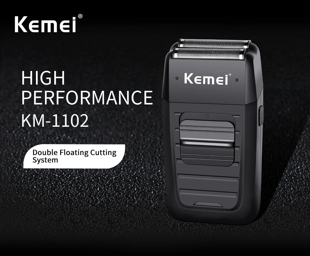 Kemei Rechargeable Cordless Shaver for Men Twin Blade Reciprocating Beard Razor Face Care Multifunction Strong Trimmer KM-1102