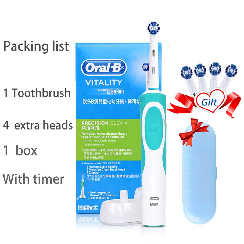 Oral B Electric Toothbrush Adult Rotation Clean Teeth Charging Tooth Brush 3D Whiten Teeth Oral Care Brush With Gift Brush Heads