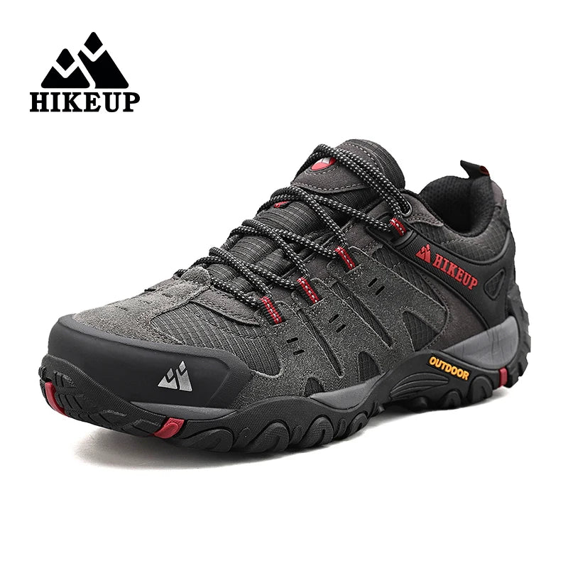 HIKEUP Men’s Suede Leather Hiking Shoes – Outdoor Trekking Sneakers