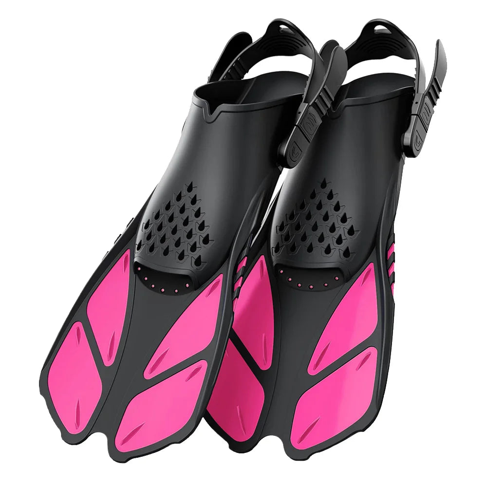 Adjustable Open-Heel Short Snorkel Fins for Adults