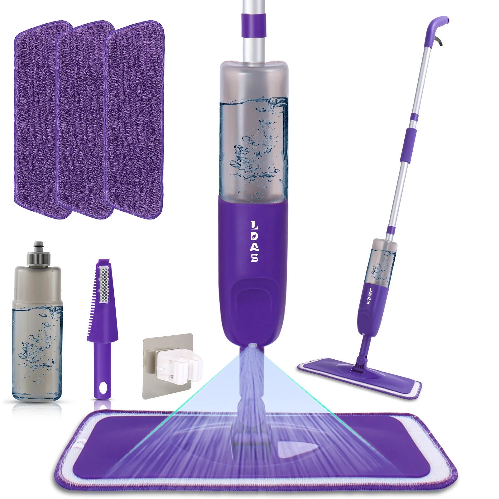 DARIS Spray Mop – 500ml Bottle, 3 Microfiber Pads, Wet & Dry Floor Cleaning Mop