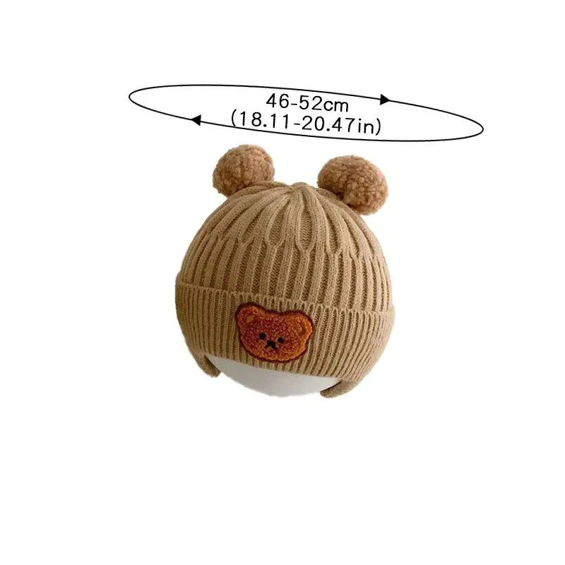 Baby wool hat cute bear ear protection hat children winter